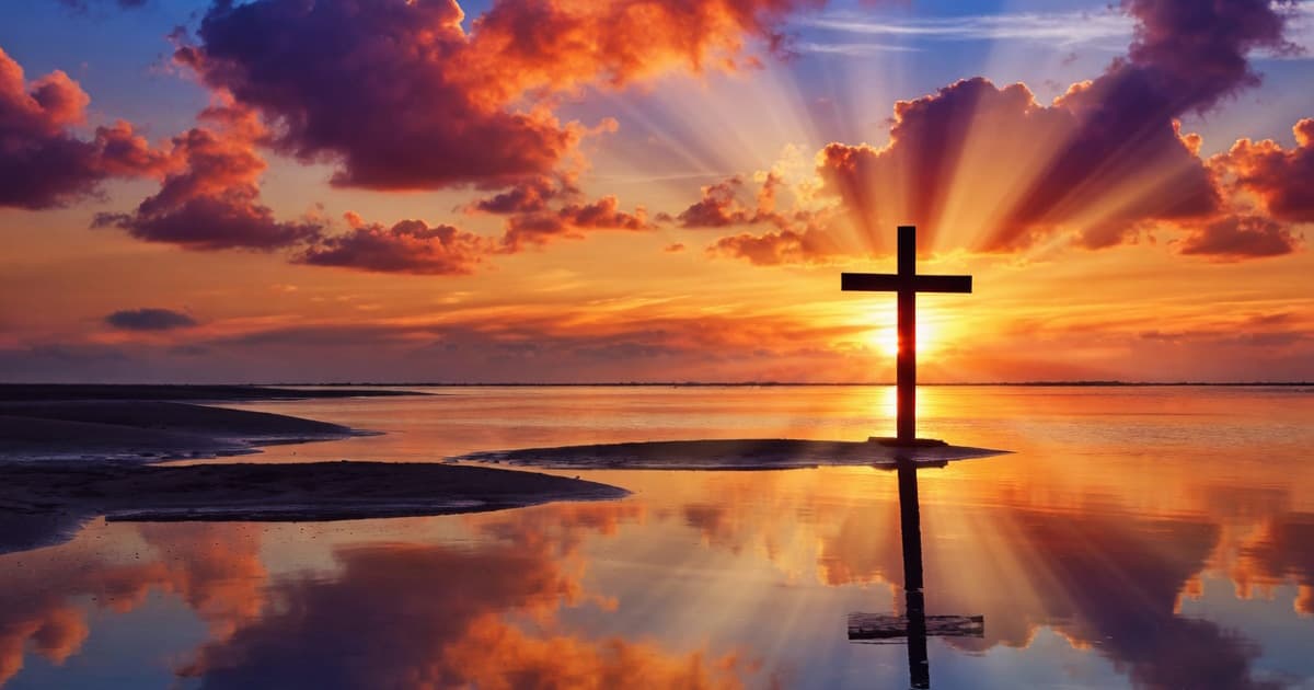 Luminous cross silhouetted against a golden sun breaking through clouds — symbolizing respect, transition, and ethical approach to Florida probate and obituary-sourced real estate leads